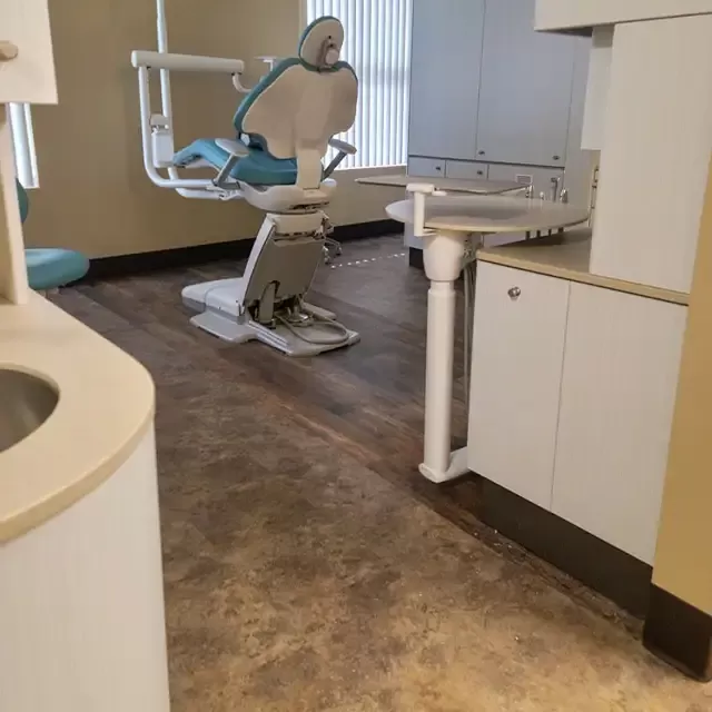 Wood-look flooring installed by Kenaston Flooring in a dental office